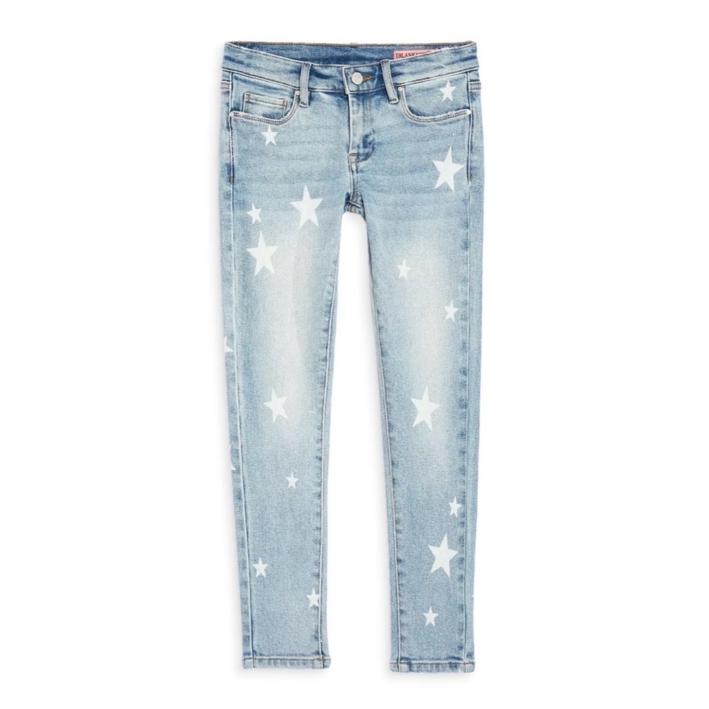 NWT BLANK NYC Girls' Star Print Distressed Light Blue Skinny Jeans Size 12